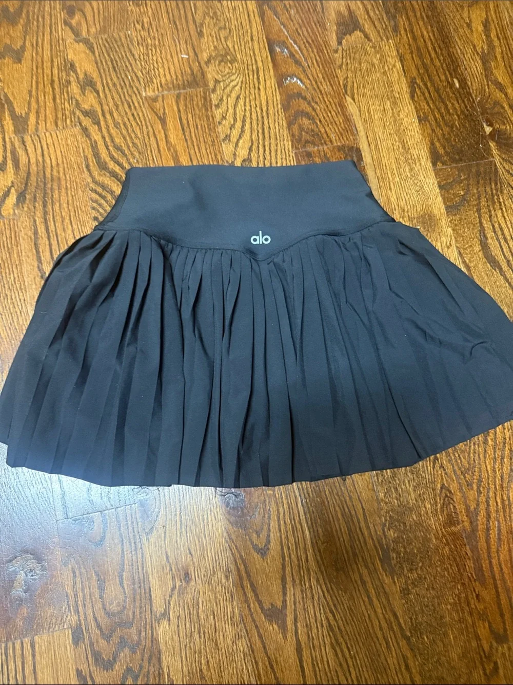 ALO Yoga Black Pleated Skater Skirt